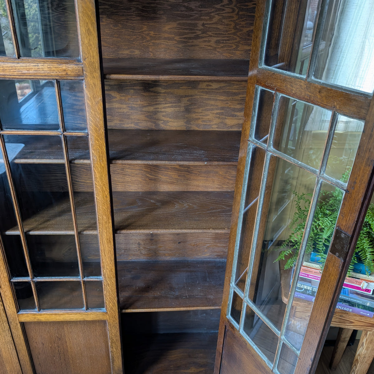 Glazed Art Deco Oak Bookcase