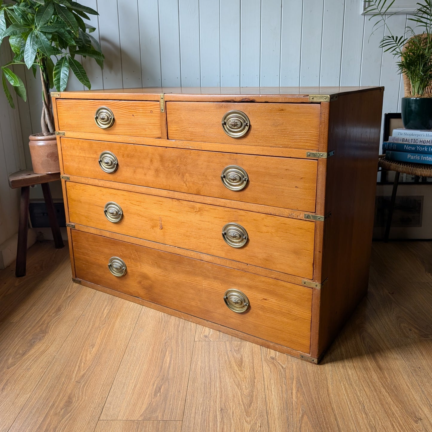 Antique Campaign Chest Of Drawers