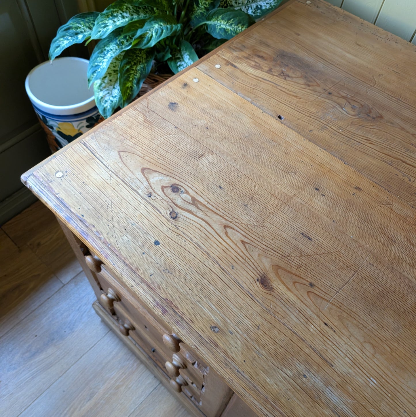 Large Low Antique Bank of Drawers