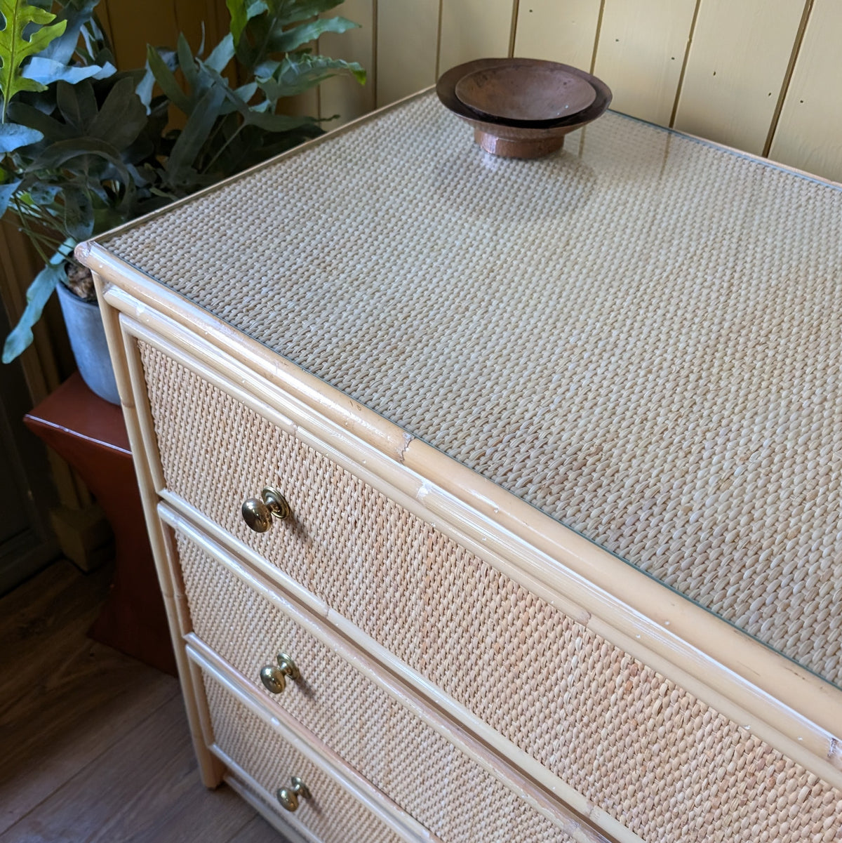 Small Mid Century Bamboo Chest of Drawers