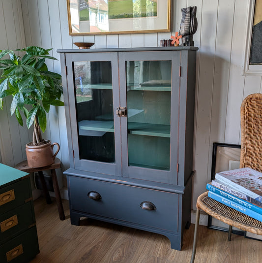Painted Victorian Glazed Cupboard [ref:7356]