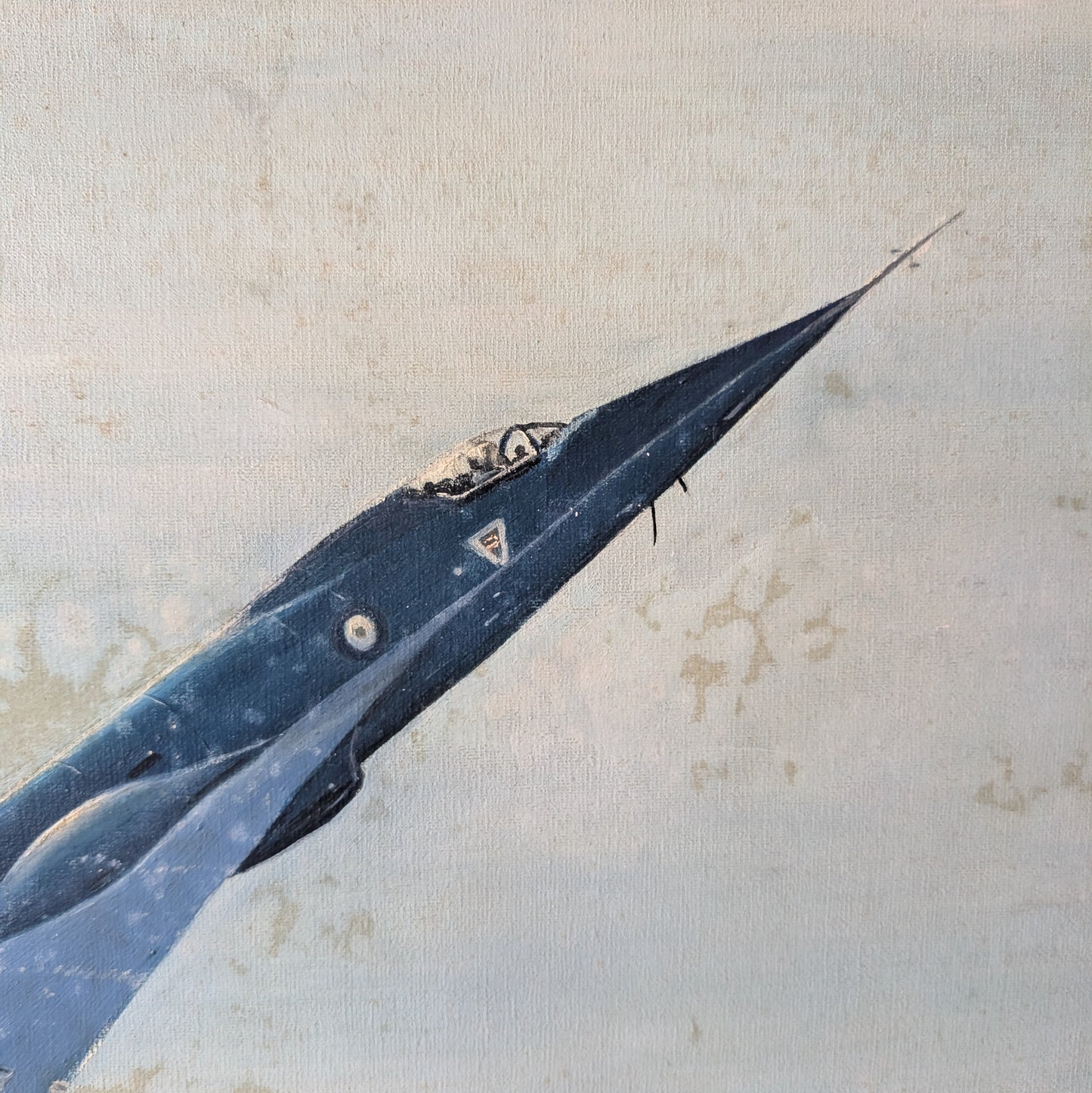 "Supersonic Horizon" Mid-Century Military Jet Oil Painting