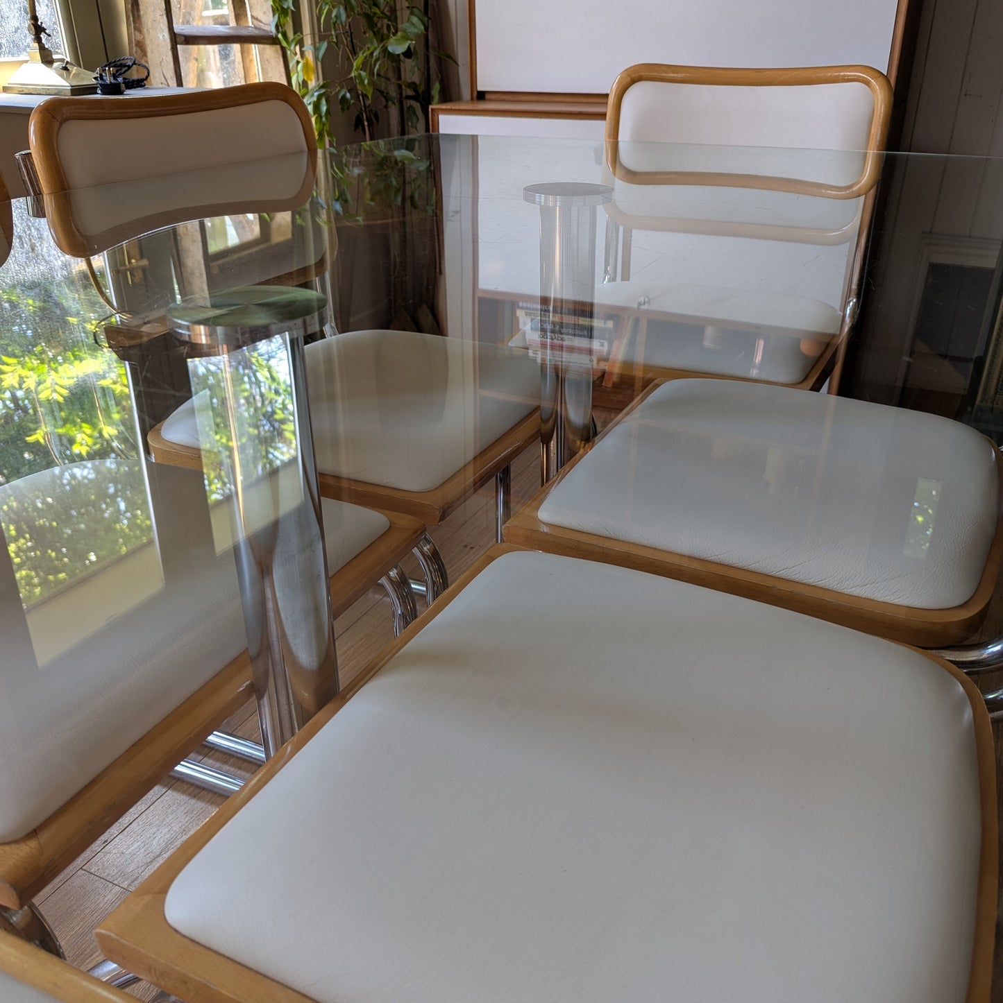 Mid Century Glass and Chrome Dining Table