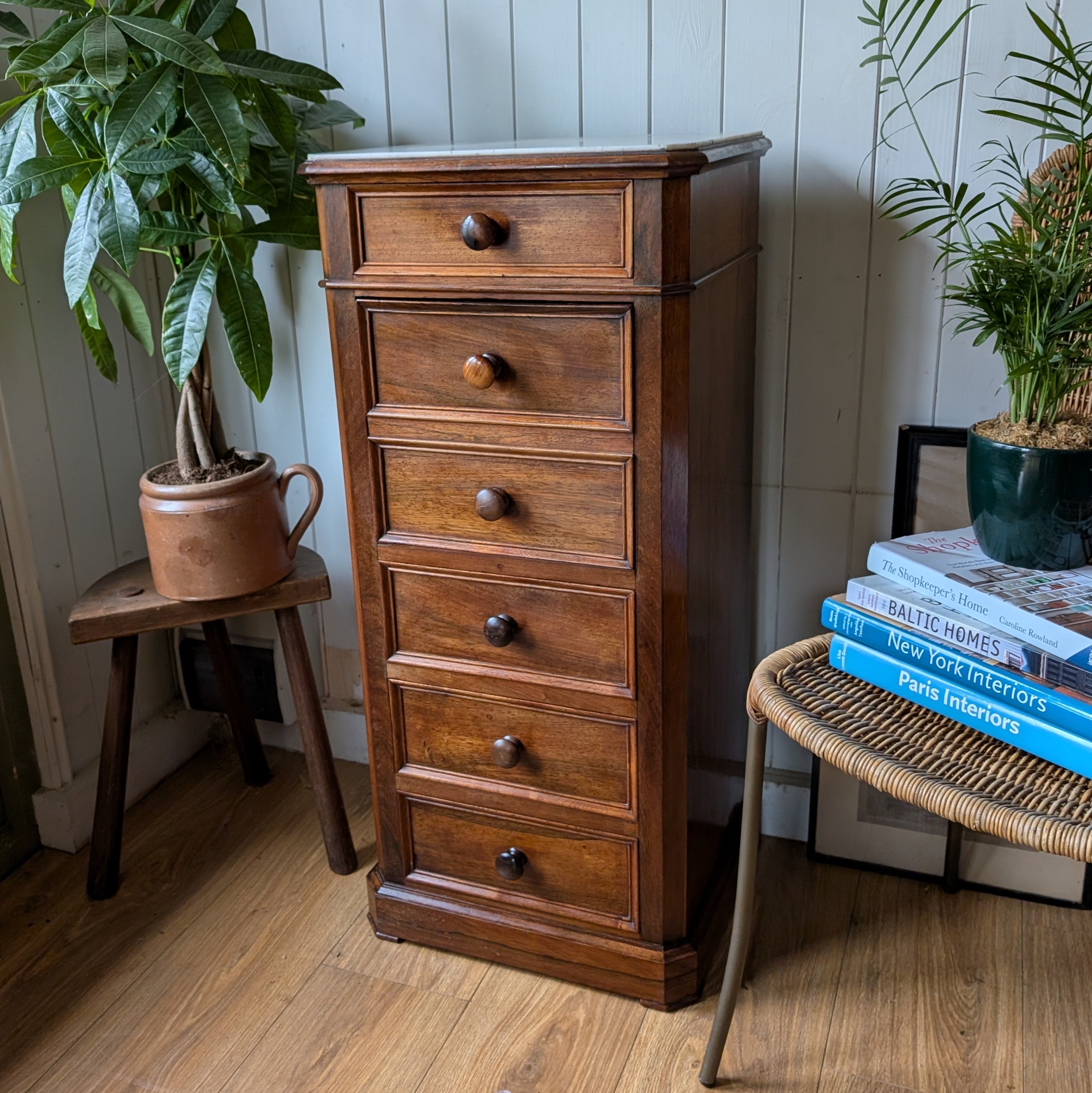 French Marble Top Pot Cupboard with Drawers – Henry Paints Furniture