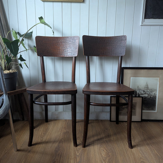 Pair of Antique Bentwood "Moc Croc" Bistro Chairs.