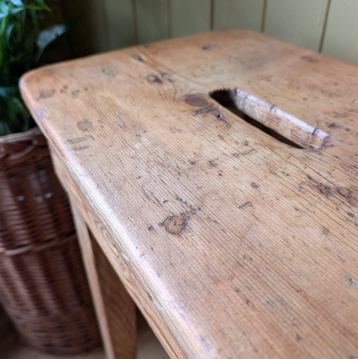 Antique Rustic Pine Stool