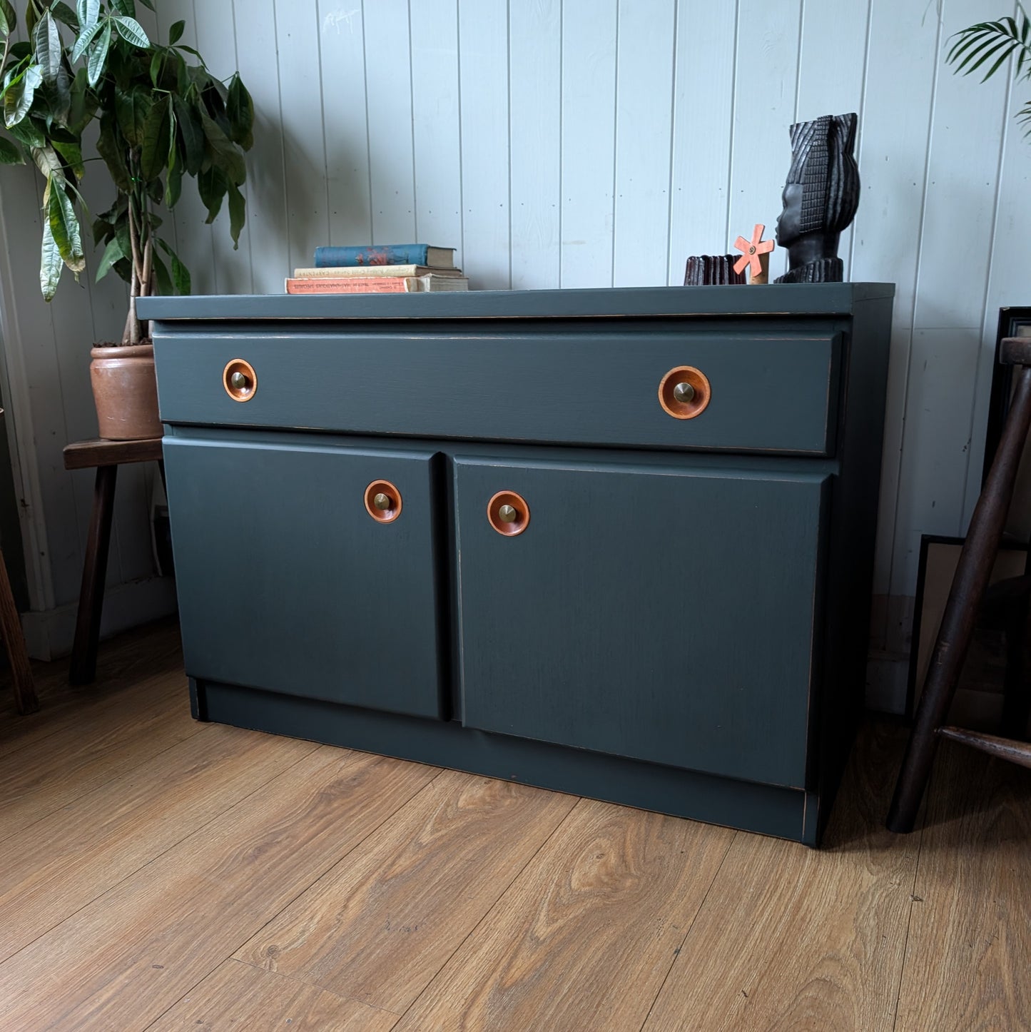 Low Painted Mid Century Cupboard