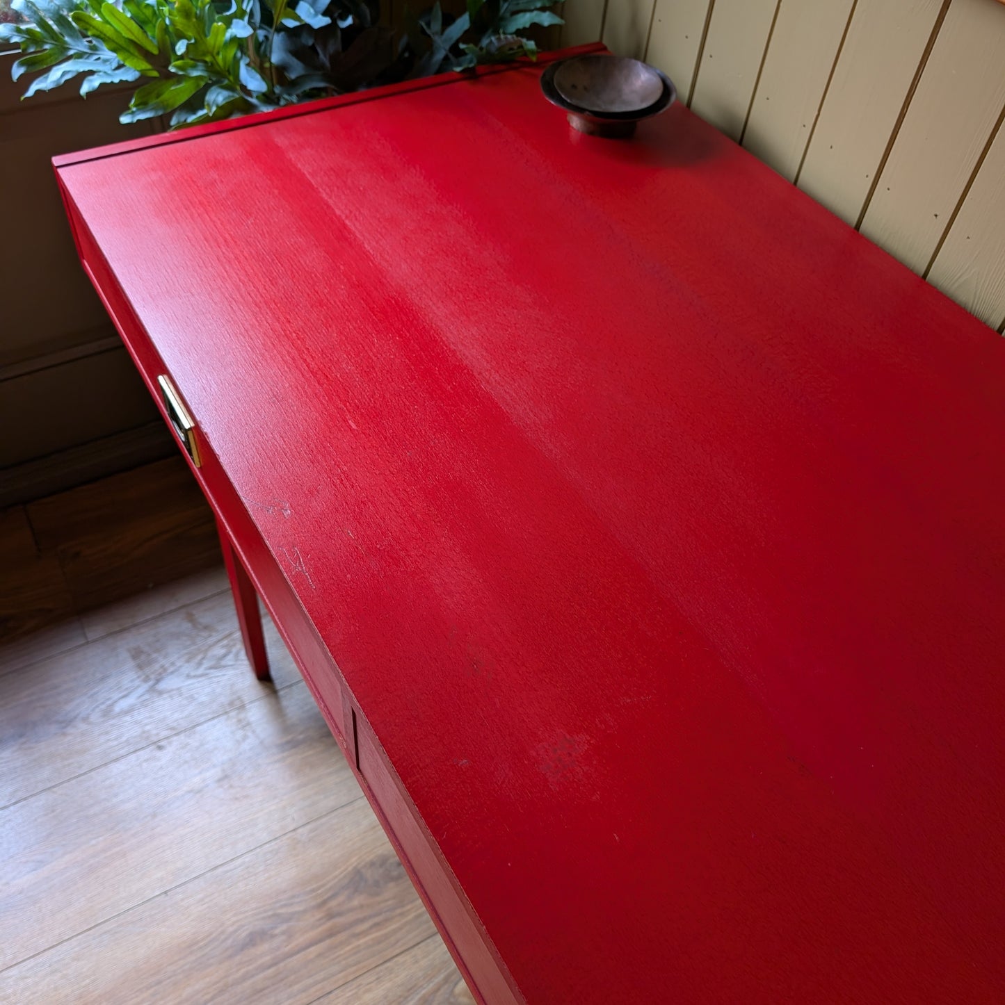 Danish Mid-Century Desk with Brass Campaign Handles