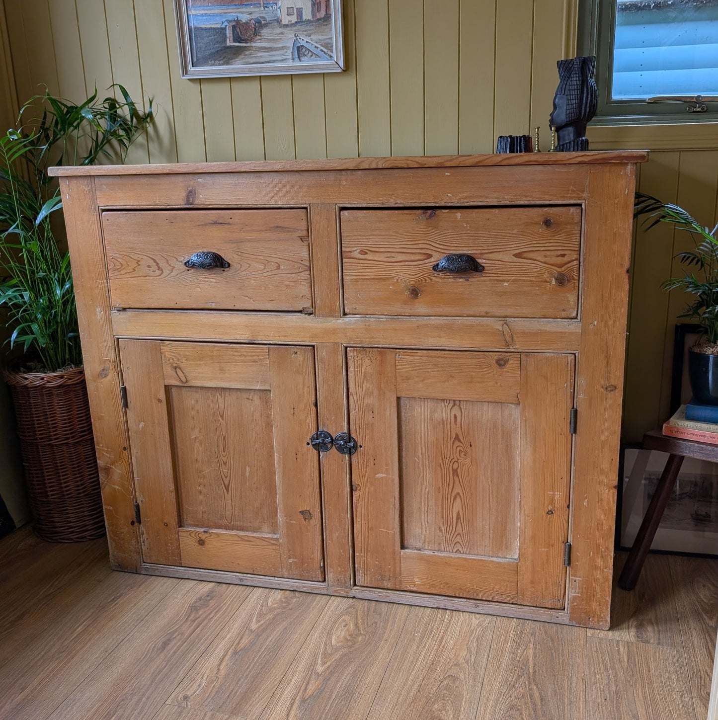 Victorian Pine Cupboard with Drawers