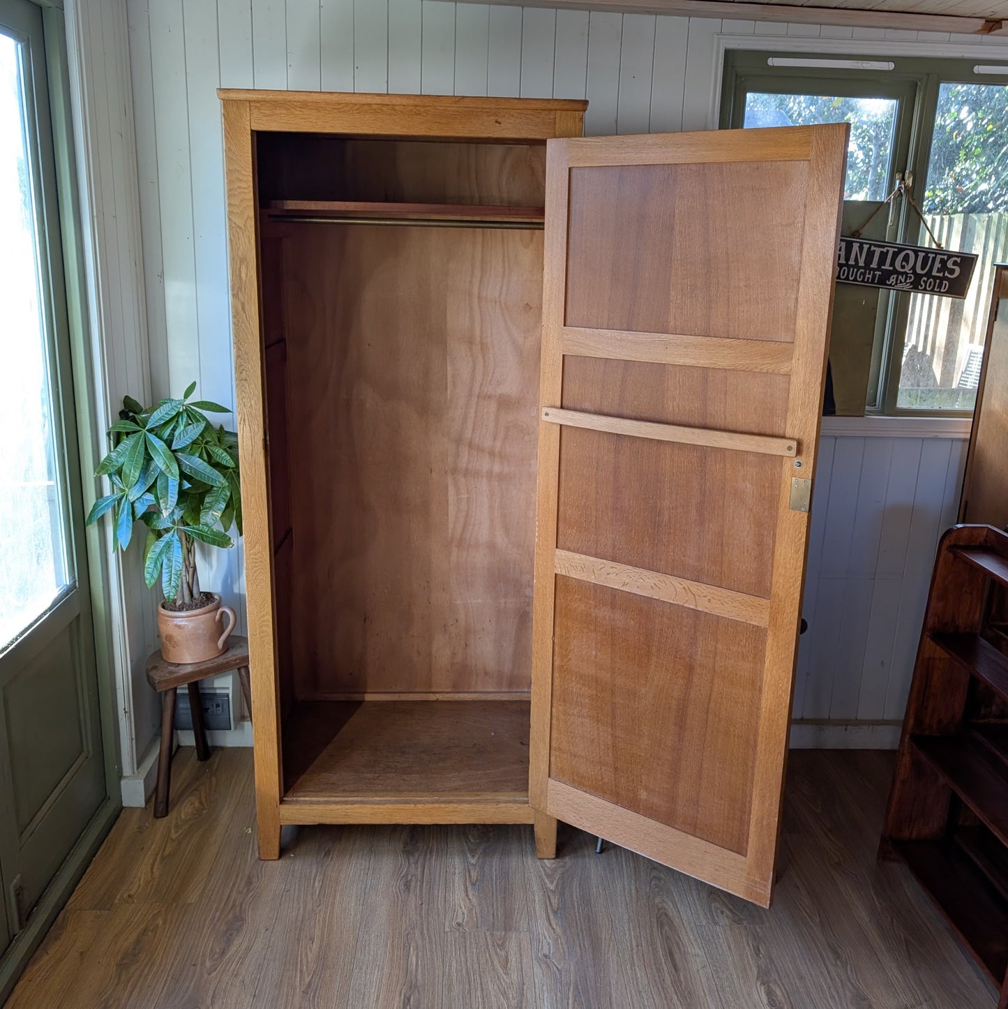 1960s Panalled Oak Wardrobe