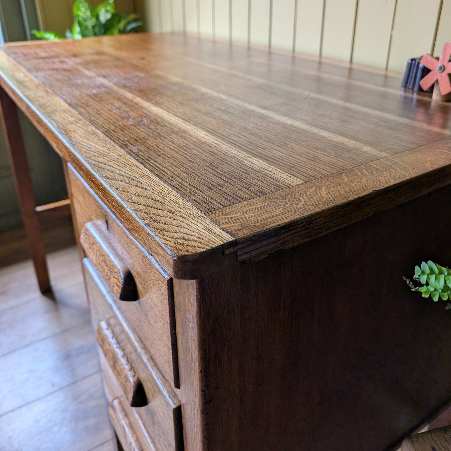 Vintage Oak Pedestal Desk