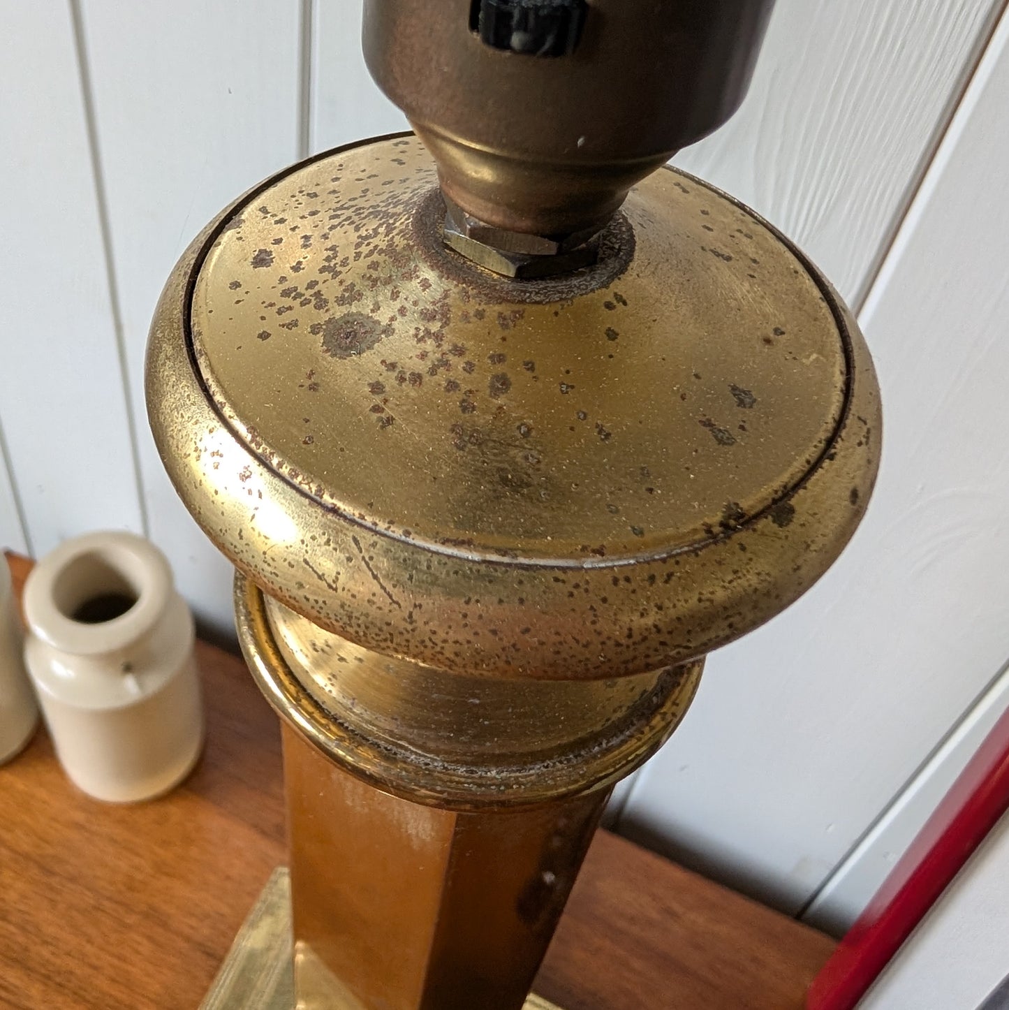 Large Vintage Brass Column Lamp