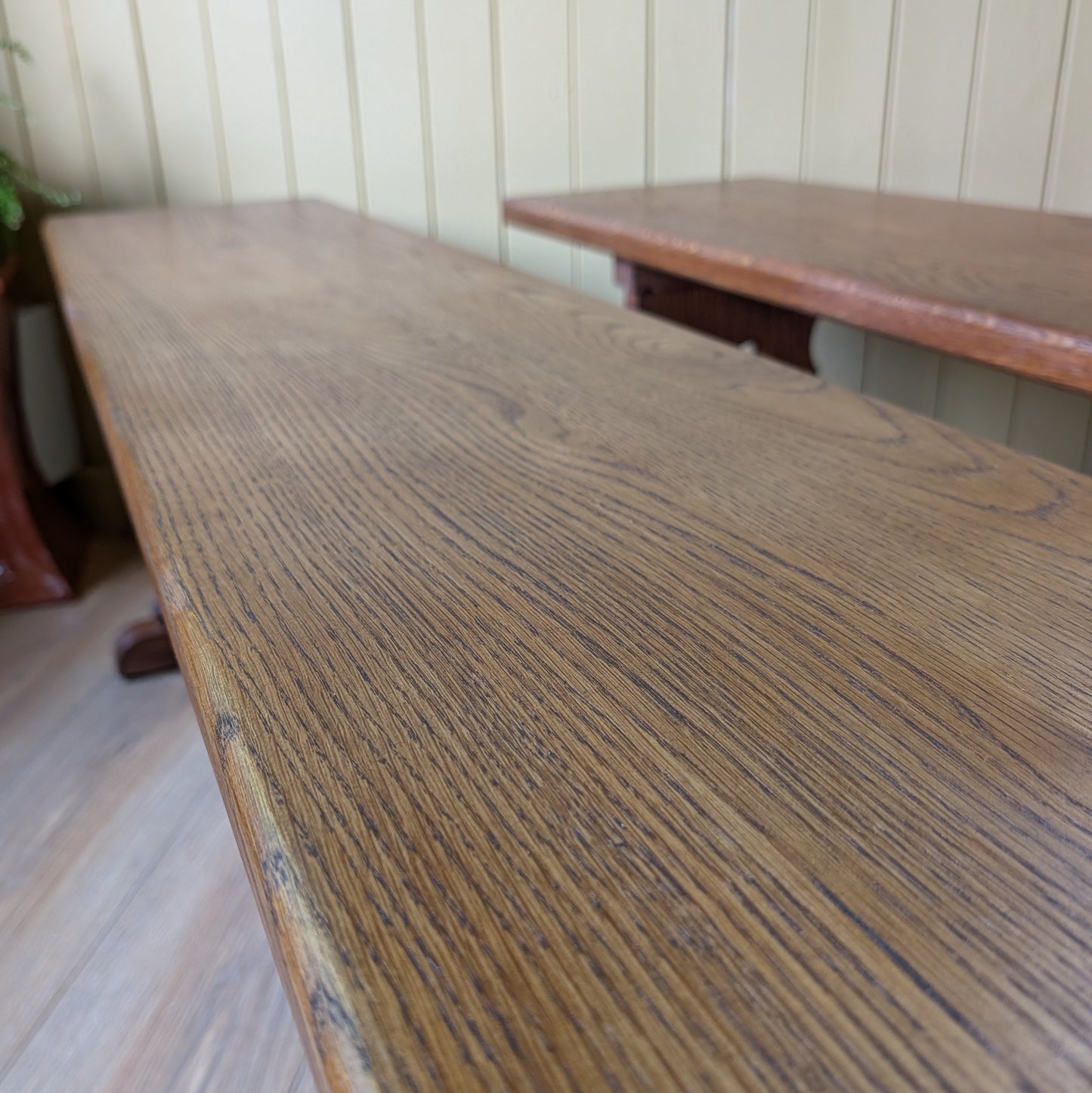 Pair of Vintage Solid Oak Benches