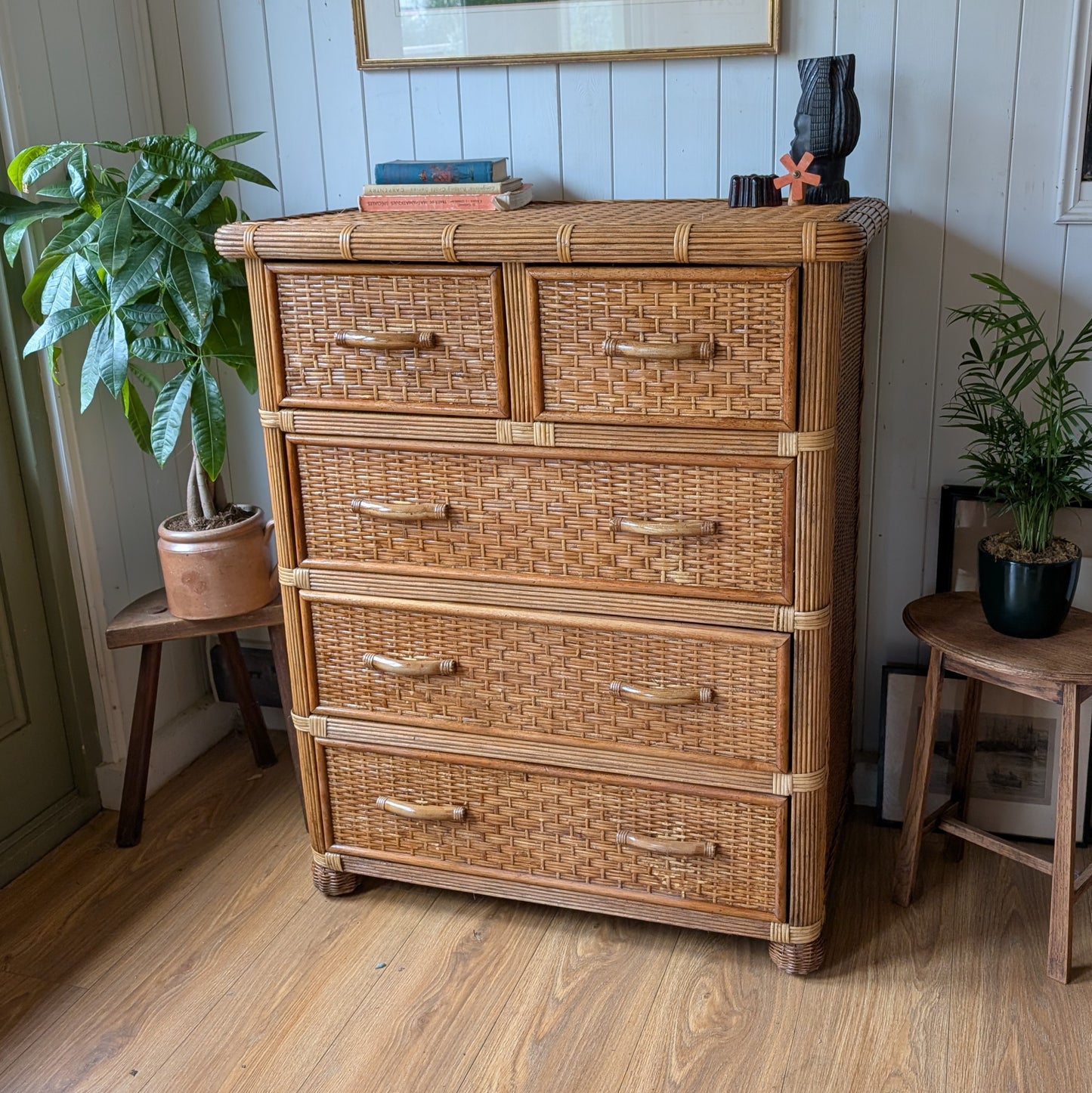 Vintage Wicker Chest of Drawers