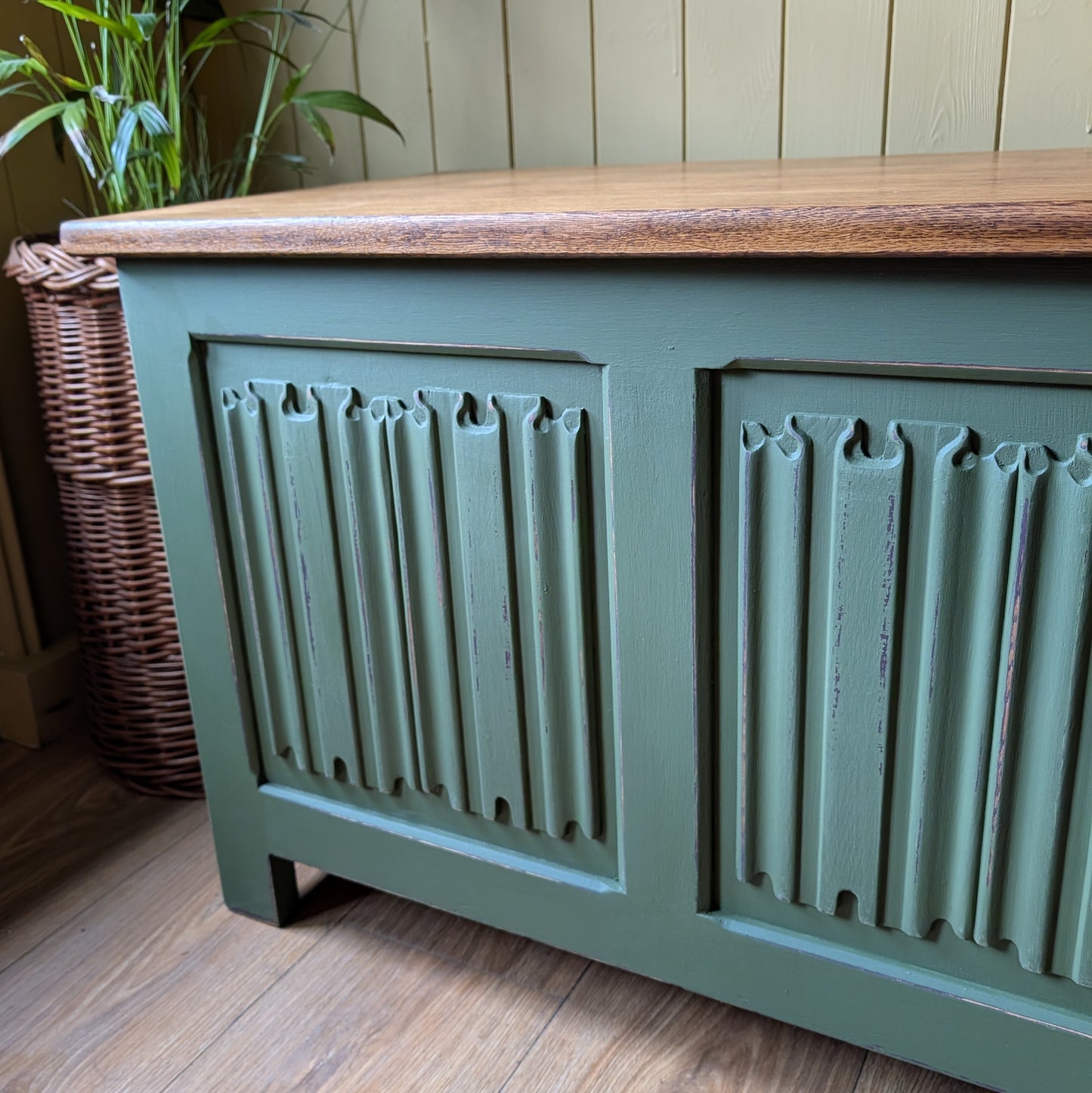 Large Painted Vintage Blanket Box