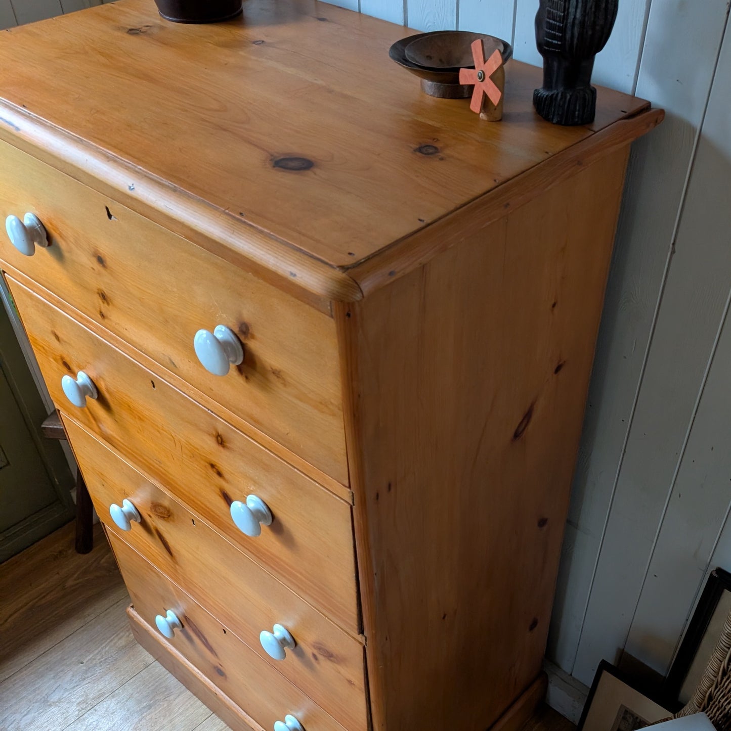 Tall Victorian Pine Chest of Drawers