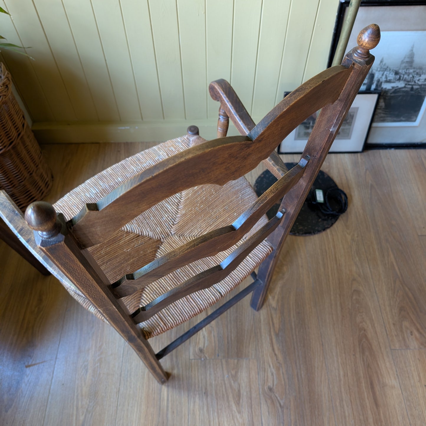 Antique French County Ladder-Back Armchair
