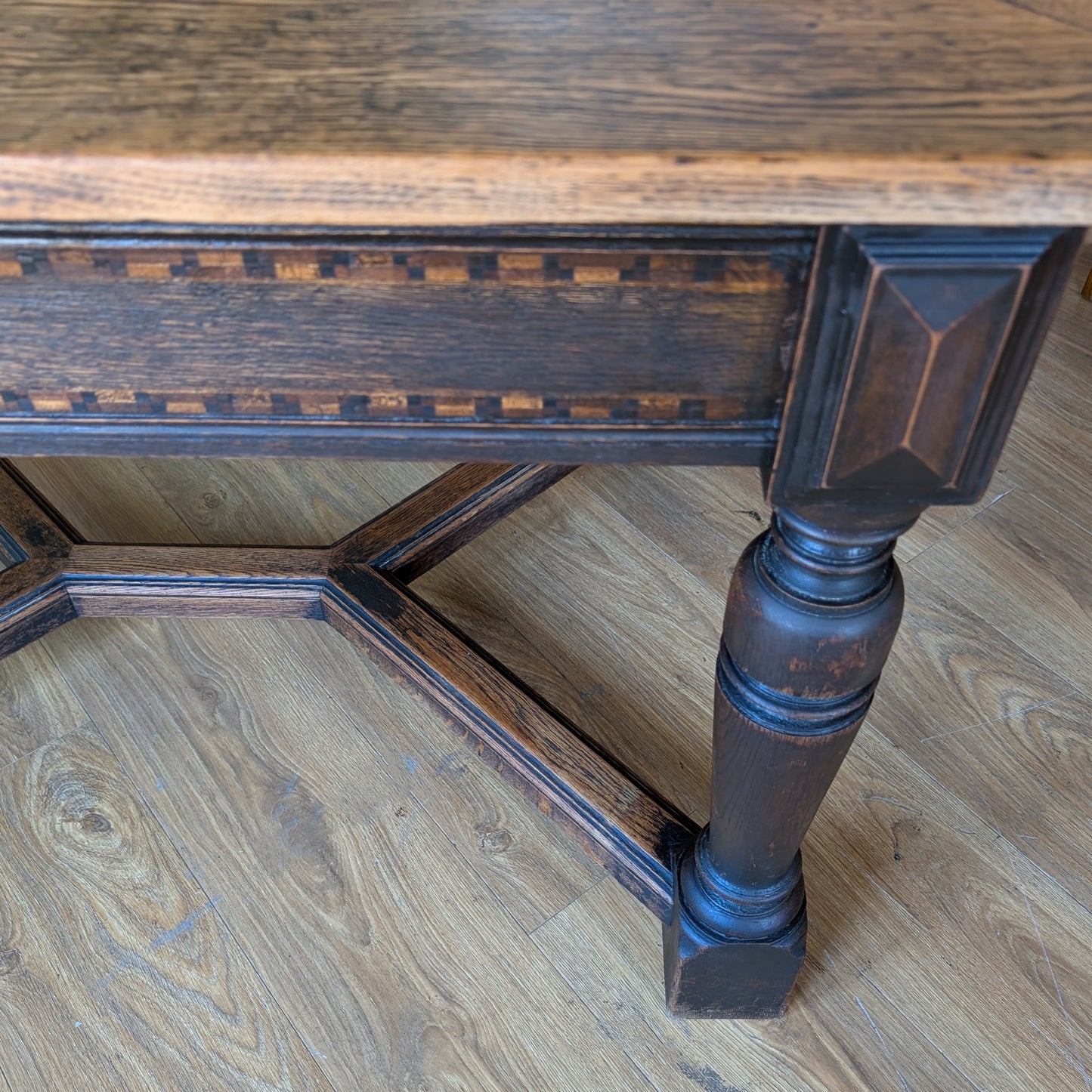 Large Antique Oak Draw Leaf Table